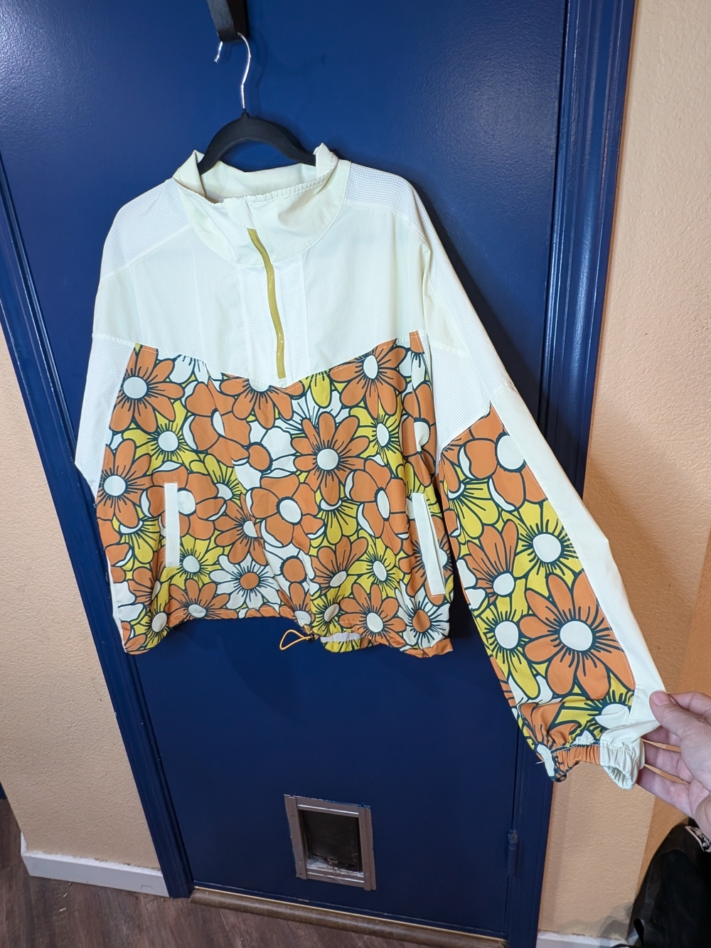 LIV Outdoor Floral Half-Zip Windbreaker Jacket - Yellow/Orange Floral